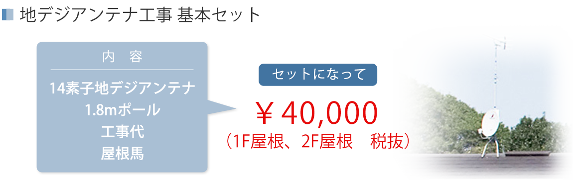 キャンディーでは地デジアンテナ工事のセットでご提供しています。是非この機会にご利用ください。